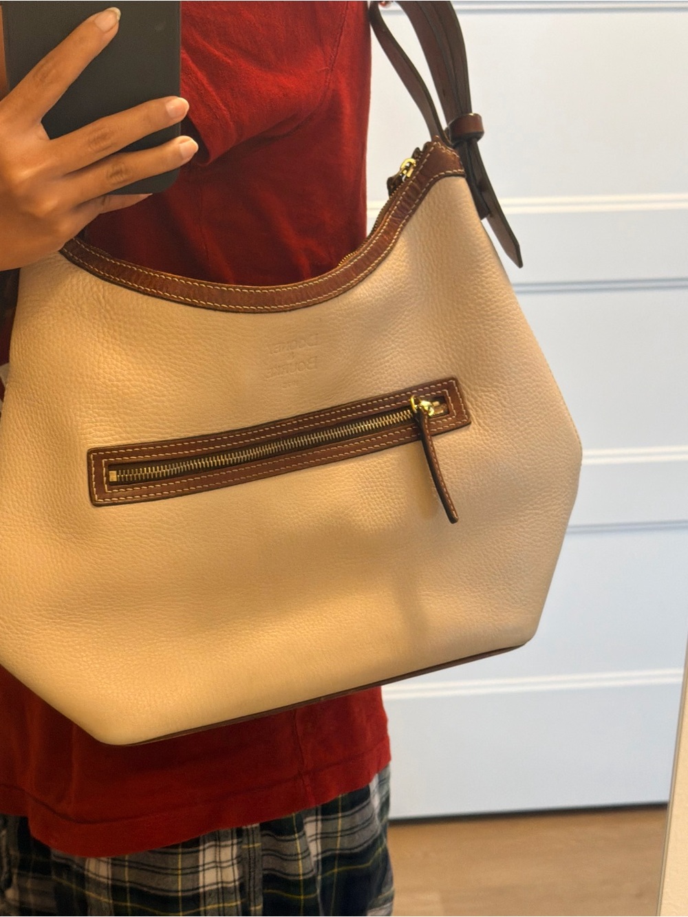 Dooney & Bourke Cream and Brown Hobo Bag - Picture 12 of 12